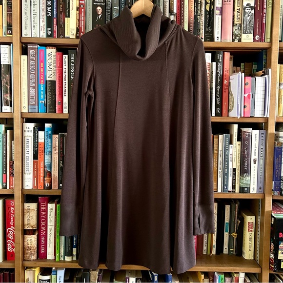 CAbi Dresses & Skirts - CABi #596 Brown Fireside Cowl Knit Swing Tunic Dress, size M